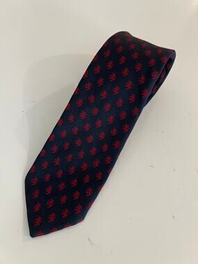 Michelle Men's Silk Blend Neck Tie Navy Blue with Red Design JL